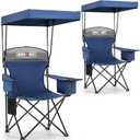 Overmont 2PCS Camping Chair with Canopy Shade Cooler Bag - Oversized Folding Beach Chair with High Back Support Big Cup Holder - Portable Lawn Chair for Outdoor Travel Sports Fishing - Support 330lbs