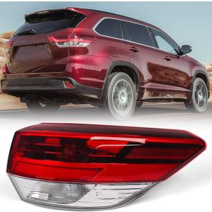Huray Right Outer Tail Light for Toyota Highlander 2017-2019 Passenger Side LED Taillight Lamp Assembly Replacement for TO2805132 815500E161