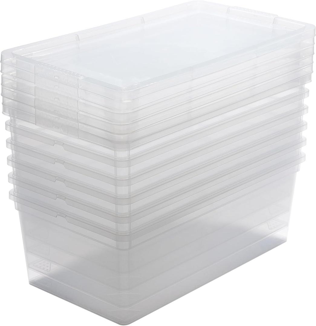 Simplify Storage Bins with Lids | Dimensions: 13.23"x 7.5"x 4.5" |6 Pack| Stackable | Nestable Bins | Great for Clothing | Books | Household Items | Shoes | Home Organization | Clear