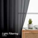 Simplebrand Black Sheer Curtains, 63" Length, 2 Panels Set - Light Filtering, Rod Pocket Window Curtains for Bedroom (Black, 59" W x 63" L)