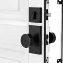 Door Latch Guard Plate for Outswing Door Security 11'' with 0.55'' Offset Cover Heavy Duty L-Shaped Door Latch Shield, Matte Black 1 Pack