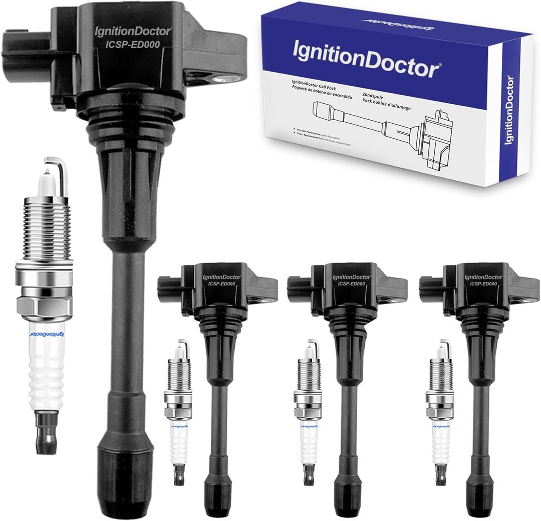 Set of 4 Ignition Coil Pack & Iridium Spark Plugs Compatible with Nissan Altima 2007-2018 Rogue 2008-2016 Sentra 2007-2019 Cube 2009-2014 Versa 2007-2011 NV200 Infiniti QX60 UF549 9029
