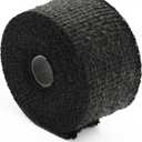 DOBTIM Fireproof Pipe Wrap Insulation 2" Wide X 16' Long, Fiberglass Heat Shield Tape Pipe Webbing for Stove Flue Protector with 2 Clamps, Black