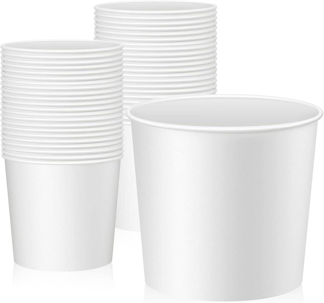 Hoolerry 50 Pcs 85 oz Paper Bucket Cardboard Food Bucket Bulk Disposable Food Container for Birthday Party, Wedding, Baby Shower, Event Gather Party Supplies (Cardboard,White)