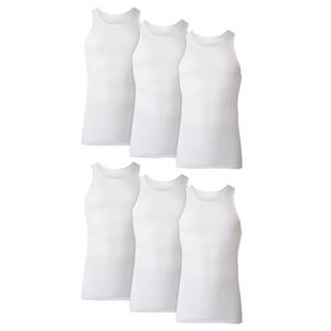 Hanes Men's Moisture-Wicking Ribbed, Lightweight Cotton Tank Undershirts, White , Small ,6 Count ( Pack of 1), S