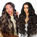 TESLAL P1B/30 Highlight Wear and Go Glueless Pre Cut Lace Body Wave 6X6 HD Lace Wig Premium Fiber Hair and Human Hair Blend Wig By Crafted Technology 260% Density 30 Inch