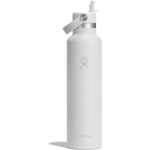 Hydro Flask Water Bottle - Insulated Stainless Steel - Straw Lid, Non Spill, Leakproof in 24 Oz Tonal White