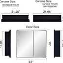 IDYLLOR Black Bathroom Medicine Cabinet with Round Corner Framed Door and Beveled Edge Mirror 22 x 20 inch, Recessed or Surface Mount, with Adjustable Glass Shelves