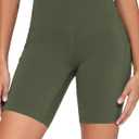 THE GYM PEOPLE Women's High Waist Workout Shorts 8"/5"/3" Stretchy Tummy Control Yoga Biker Running Shorts with Pockets (Green, L)