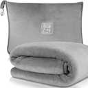 BOACAY Soft & Warm Travel Blanket for Airplane & Car - Long Flight Essential for Women, Men, Kids - Compact Pillow with Luggage Sleeve & Backpack Clip (Single, Gray)