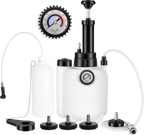 DIQDI 3L Brake Bleeder Kit – Pressure Brake Fluid Bleeding Tool with 1L Catch Bottle & 4 Master Cylinder Adapters, Leak-Resistant One-Man Brake Bleeder for Car, SUV and Clutch Systems