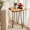 Live Edge Side Table, Natural Wood End Table ，19" W x 15" D x 17" H Unique Desktop for Living Room Bedroom Office, Small Wood Coffee Table Home Decor Bedside Table