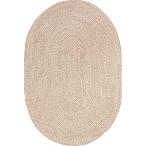 nuLOOM Oval 3' x 5' Solid Hand Braided Indoor/Outdoor Area Rug, Pet-Friendly, High Traffic, Weather Resistant, for Patio, Balcony, Bedroom, Living, Dining Room, Wynn Tan
