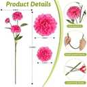 Artificial Flowers for Vase,12 Bunches Fake 27.5 Long Stems Silk Pompon Dahlia For Indoor Outdoors Home Decor, Front Door Porches Yard Patio Garden Planters - [4 Purple + 4 Rose Red + 4 Pink ]