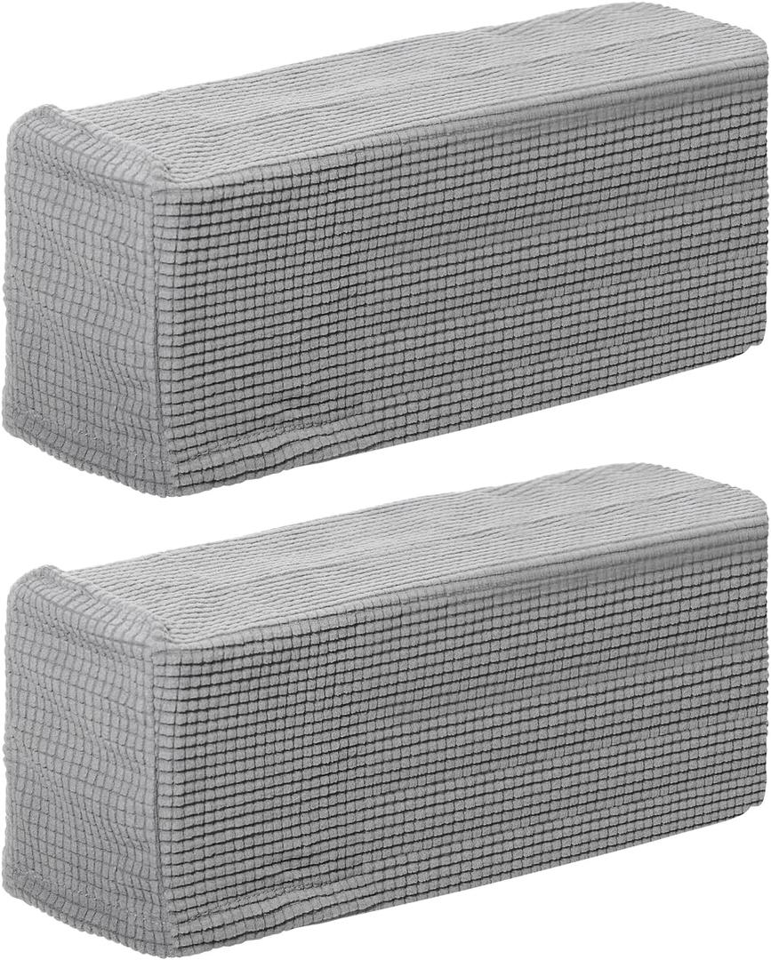 BESPORTBLE Chair Arm Protectors Sofa Armrest Cover Stretch Armchair Slipcover Protector Elastic Home Office Recliner Couch Loveseat Protective Cloth 2pcs (Light Grey)