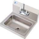 WILPREP Commercial Stainless Steel Sink for Hand Washing, NSF Commercial Utility Sink with Gooseneck Faucet, Wall Mount Kitchen for Restaurant Bar RV Bathroom Laundry Room (17 x 15 Inches) (No Sidesplash)