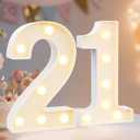 Pooqla 21st Birthday Decorations for Her Him, Light Up Number 21 for Party Table Decorations, 21st Birthday Gift for Women Men, Backdrop Wall Decor for 21st Wedding Anniversary Decoration