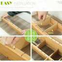 6PCS Bamboo Drawer Dividers with Inserts, Expandable Kitchen Utensil Drawer Organizers,Adjustable drawer organizer for deep drawers Dresser Closet Underwear Storage Bedroom Bathroom Drawers(16.6"-22")