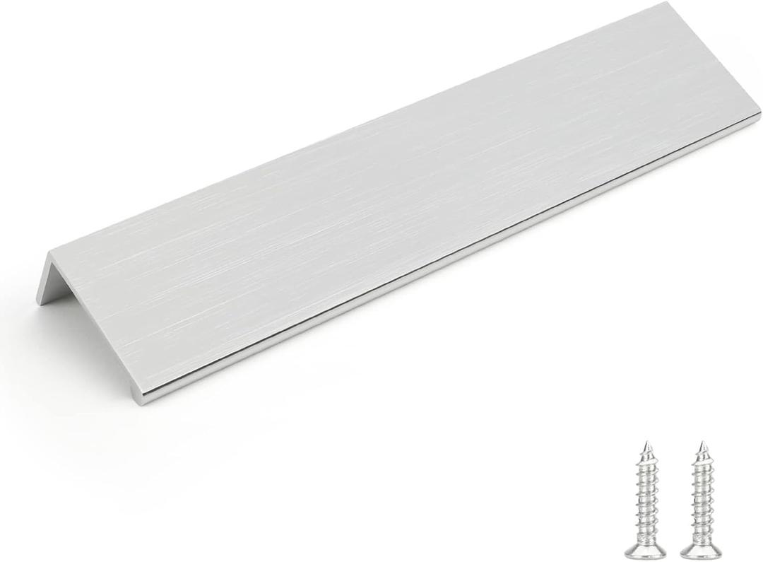 Rergy 24 Pack Kitchen Cabinet Pulls Brushed Nickel Cabinet Handles, Brushed Nickel Hardware Cabinet Edge Pull, 6-1/4in Cabinet Finger Pulls LS7030SNB160