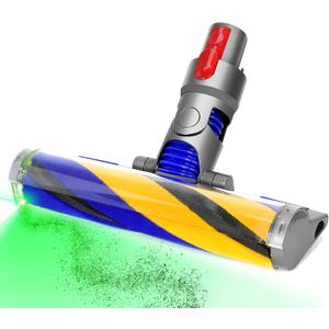 Lightweight Fluffy Optic Soft Cleaner Head Compatible with Dyson V7,V8,V10,V15 Detect Vacuum Cleaner, Upgrade with Green Light,Vacuum Attachment Replacement Suitable for Hardwood Floor