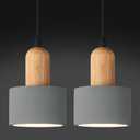 Modern Cement Pendant Lights Grey Chandelier Wooden Ceiling Lamps for Kitchen Island Bedroom Dining Room Living Room bar2 Pack (Gray)