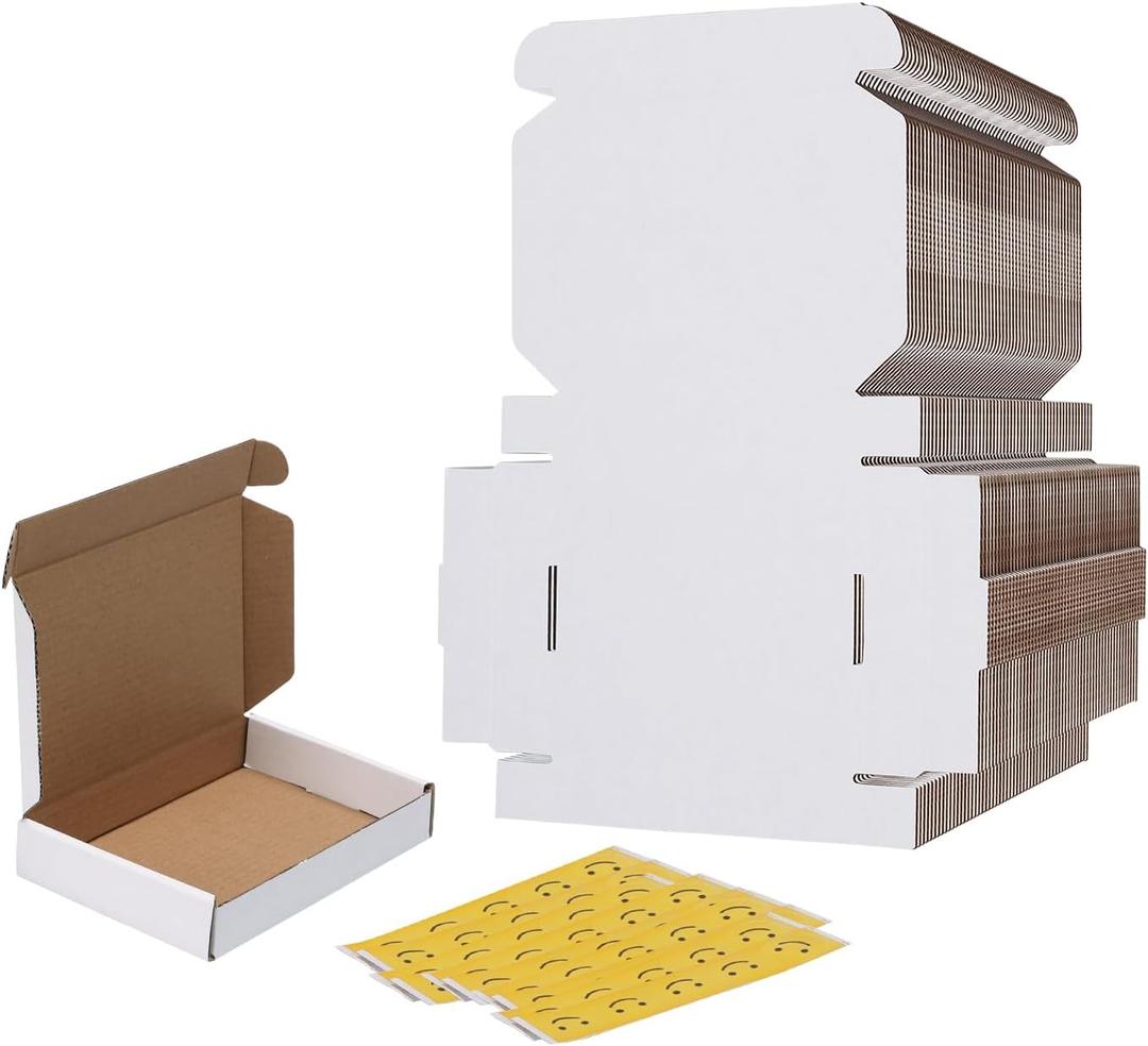 RLAVBL 6x4x1 Shipping Boxes Set of 50, White Small Corrugated Cardboard Box, Mailer Box