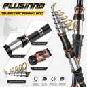 PLUSINNO Fishing Rod and Reel Combos - Carbon Fiber Telescopic Fishing Pole - Spinning Reel 12 +1 Shielded Bearings Stainless Steel BB, 2.4M 7.87FT