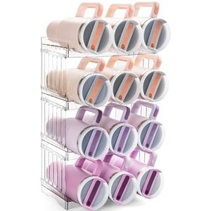 Gracenal Upgraded Larger Tumbler Organizer for Stanley 40 oz Tumbler with Handle, Kitchen Storage for Stanley Cup Accessories, Kitchen Storage Organization for Tumbler Mug Cup Gifts (Larger-12-bottle)