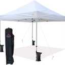 10'x10' Pop Up Canopy Tent Commercial Instant Shelter with Heavy Duty Roller Bag, 4 Canopy Sand Bags, 10x10 FT White