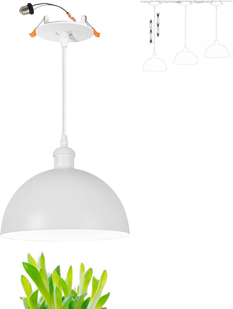 Can Recessed Light Compatible E26 Adapter T24 Connector for 4-5inches Holes Full Spectrum 15W LED Plant Grow Light Adjustable Height Conversion Kit White Dome Light for Indoor Plant