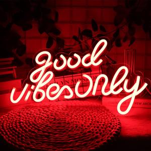 Good Vibes Only Neon Signs for Wall Decor Neon Lights Led Signs Suitable for Living Room Beer Bar Game Hotel Birthday Party Restaurant Christmas Unique Gift for Lover 16.5 * 10 Inch(Red)