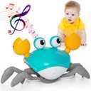 Crawling Crab Toy  Tummy Time Crab with Sound On/Off, Interactive Walking & Dancing Crab, Rechargeable, Sensory Development, Birthday Gift for Boys & Girls