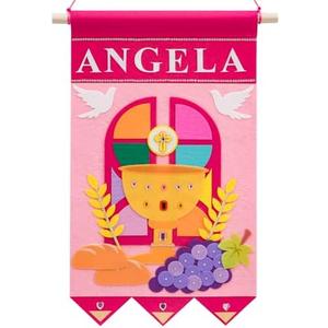 Nicedepot First Communion Banner Kit for Girls First Holy Communion Gifts for Boys Girls 1st communion decorations Felt Banner Kit for Church Sunday School
