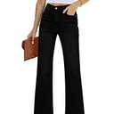 GRAPENT Womens Plus Size Jeans for Women Stretch High Waisted Flare Ripped Jeans Womens Stretchy Jeans 70s Outfits for Womens Jeans Wide Leg Pants for Women Color Always Black Large