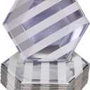 White/Silver Striped Disposable Dinner Plates - 10.25" (Pack of 24) - Heavyweight Paper Construction - Elegant Design for Weddings, Parties & Special Occasions