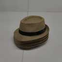 7 Pack Classic Fedora Hat with Short Brim, Straw Panama Style, for Men Women Party Costume, Circumference 60 cm (Beige)