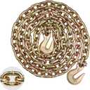 VEVOR G80 Transport Binder Chain, 3/8" x 10.3' Tow Chain with Clevis Grab Hooks, 7100 lbs Safe Working Load, Heavy Duty Trailer Logging Chain for Transporting Towing Truck Tie Down Binding Equipment