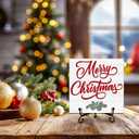 5 Inches Funny Xmas Wooden Sign, Christmas Decorations, White Minimalist Merry Christmas Bless Quote Wood Plaque With Metal Support, Living room, Bedroom,Dining room Decoration - A13