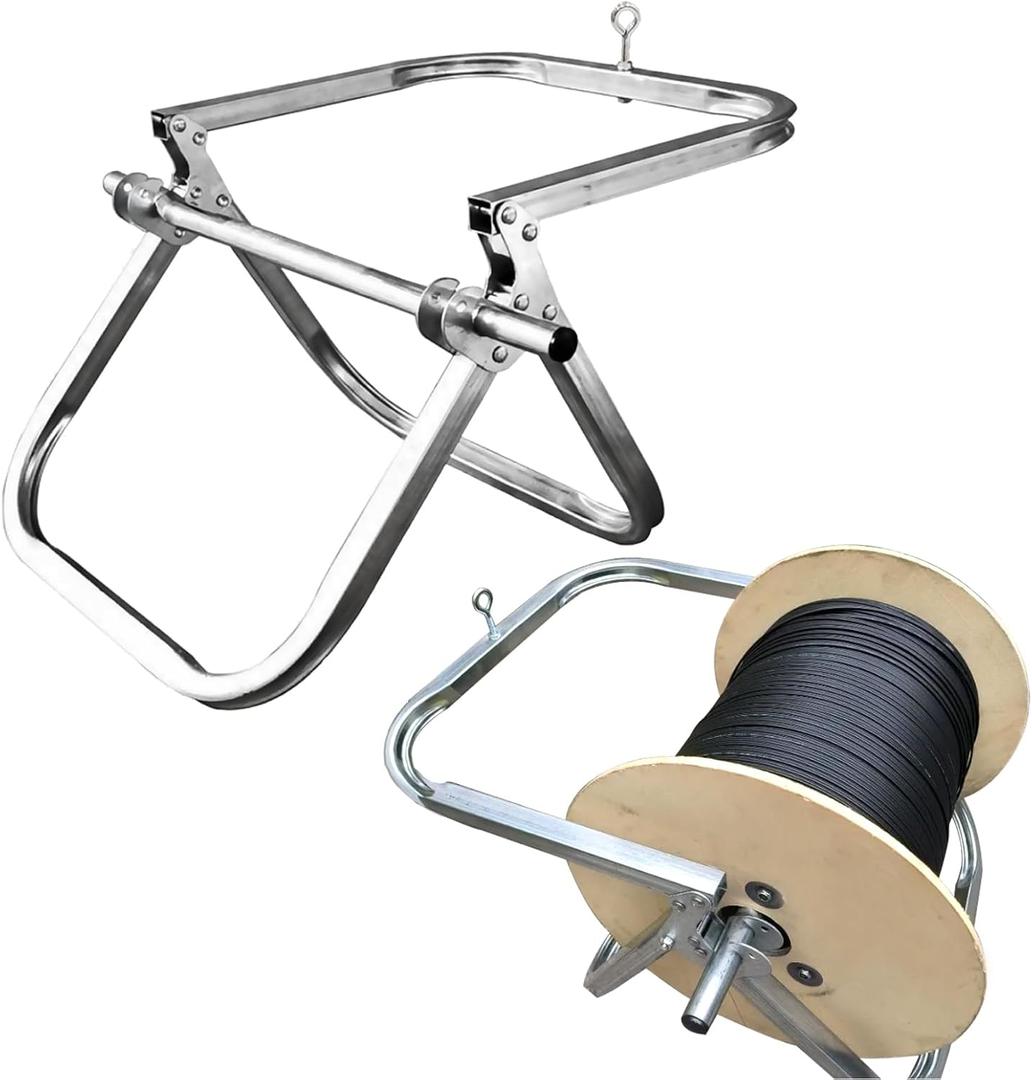 Folding Durable Single Spool Cable Rack - Commercial Industrial Grade Steel Wire Dispenser - Spool Rack Cable Box - Spool Dispenser Bulk Cable Holder & Load Capacity 100 lbs -