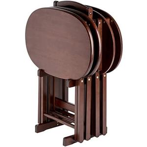 Winsome Nathan Snack Table Set with Stand, for Living Room, 26", Cappuccino, Set of 4 Tables