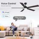 60 Smart Ceiling Fan with Lights Remote,Control via Alexa Google App Wifi,Silent DC Motor,Dimmable,Outdoor Indoor Modern Ceiling Fans for Large Bedroom Living Room Kitchen Patio,Black Walnut Brown