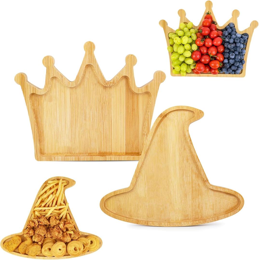 2 Pcs Halloween Charcuterie Board, Wicked Halloween Cheese Board Wooden Serving Platter Snack Trays Dinnerware Cookware for Home Kitchen Candy Cookie (Brown, One Size)