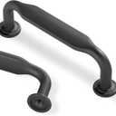 Lardmon 10 Pack Dark Gunmetal Gray Modern Cabinet Pulls 3 Inch(76mm) Hole Center Kitchen Cabinet Handles Solid Drawer Pulls Heavy Duty Zinc Alloy Kitchen Hardware, 3.6 Inch(90.5mm) Total Length