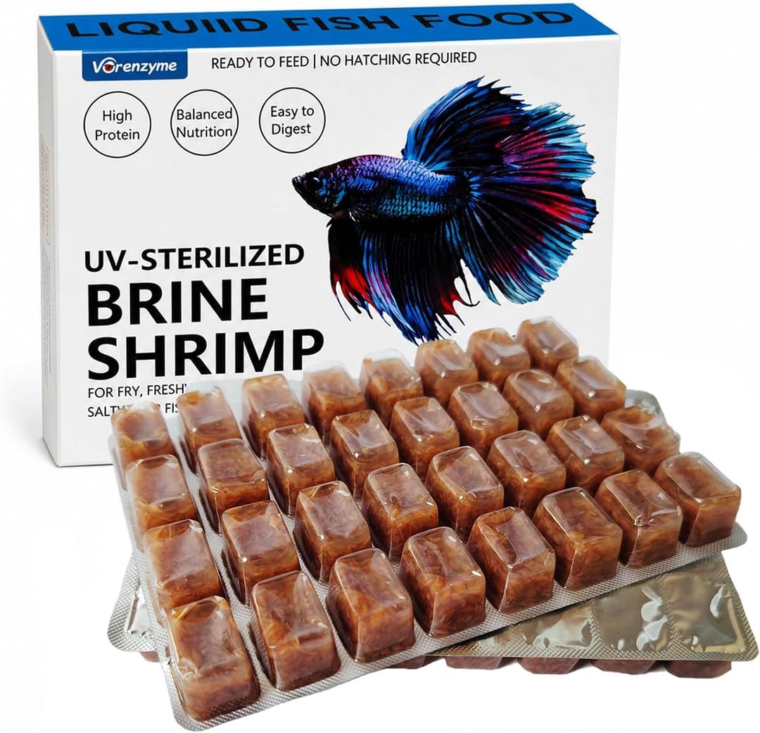 Liquid Brine Shrimp Fish Food, No Hatching Required, Ready-to-Feed Fish Fry Food for Betta Fry, Guppies, Discus Fry & Tropical Fish, Freshwater & Saltwater Aquariums