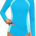 Girls Rash Guard Swimsuit Long Sleeve Swimsuit Color Block Two Piece Bathing Suit for Girls UPF 50+ Padded Swimwear, 11-12Y