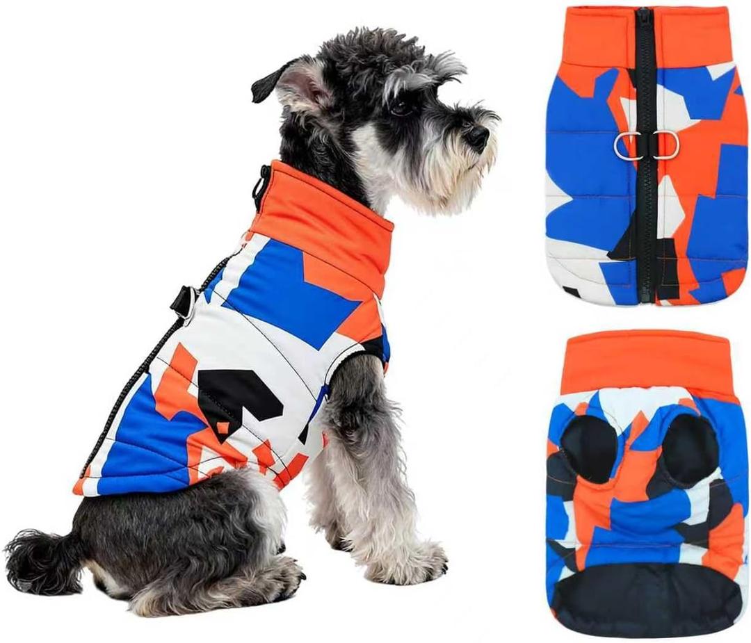 Winter Waterproof Windproof Dog Vest Coat,1 Pack Durable Doggie Winter Coat Warm Puppy Cold Weather Apparel from Small to Large Breed (Orange Camo,XL)