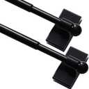 Turquoize 2 Pack Magnetic Curtain Rods for Metal Doors 1/2" Multi-Use Versatile Adjustable Appliance Magnetic Rod Extends from 16 inch to 28 inch Magnetic Cafe Curtain Rod, Black, 2 Pack