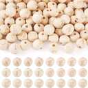 Cheriswelry 100pcs Letter Round Natural Wood Beads 16mm Unfinished Wooden European Large Hole Beads for DIY Craft Bracelet Necklace Jewelry Making