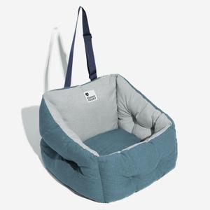 FUNNY FUZZY Dog Car Booster Seat for Small/Medium Dogs Up to 39lbs  Waterproof Fabric, Non-Slip Base, Safety Leash, Fully Detachable & Machine Washable Cover (Blue)