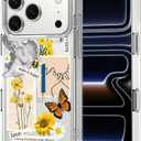 MOSNOVO for iPhone 17 Pro Case | Military Grade 6.6ft Drop Tested | Camera Control | Clear with Vintage Collage Art Design